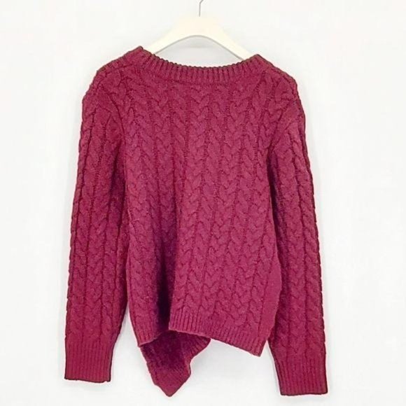 Chelsea & Violet Wine Cable Knit Crew Neck Long Sleeve Sweater Medium 8-10 NWT - Picture 4 of 6